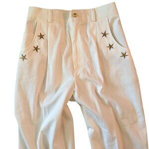 Woman Vintage City Girl Sport jeans white size 8 Gold embroidered stars